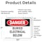 Signmission Buried Electrical Below Danger Sign, Vinyl Decal, 10in W x 7in L, 2PK OS-2PACK-DS-D-710-L-2274 - alternate 3
